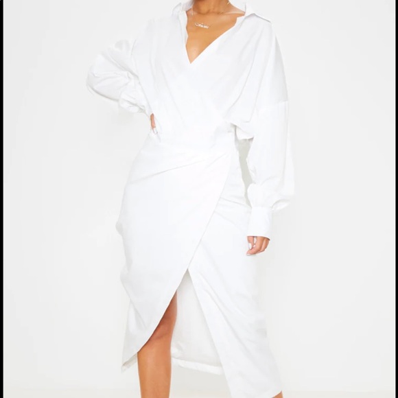 White Midi Shirt Dress - Picture 4 of 6